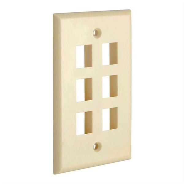 Cmple Keystone Jack Wall Plate With Six Holes Standard Keystones - Ivory 635-N